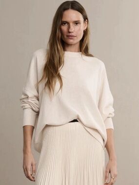 NWOT Jenni Kayne Marina Cashmere Crewneck Sweater Warm Ivory Small